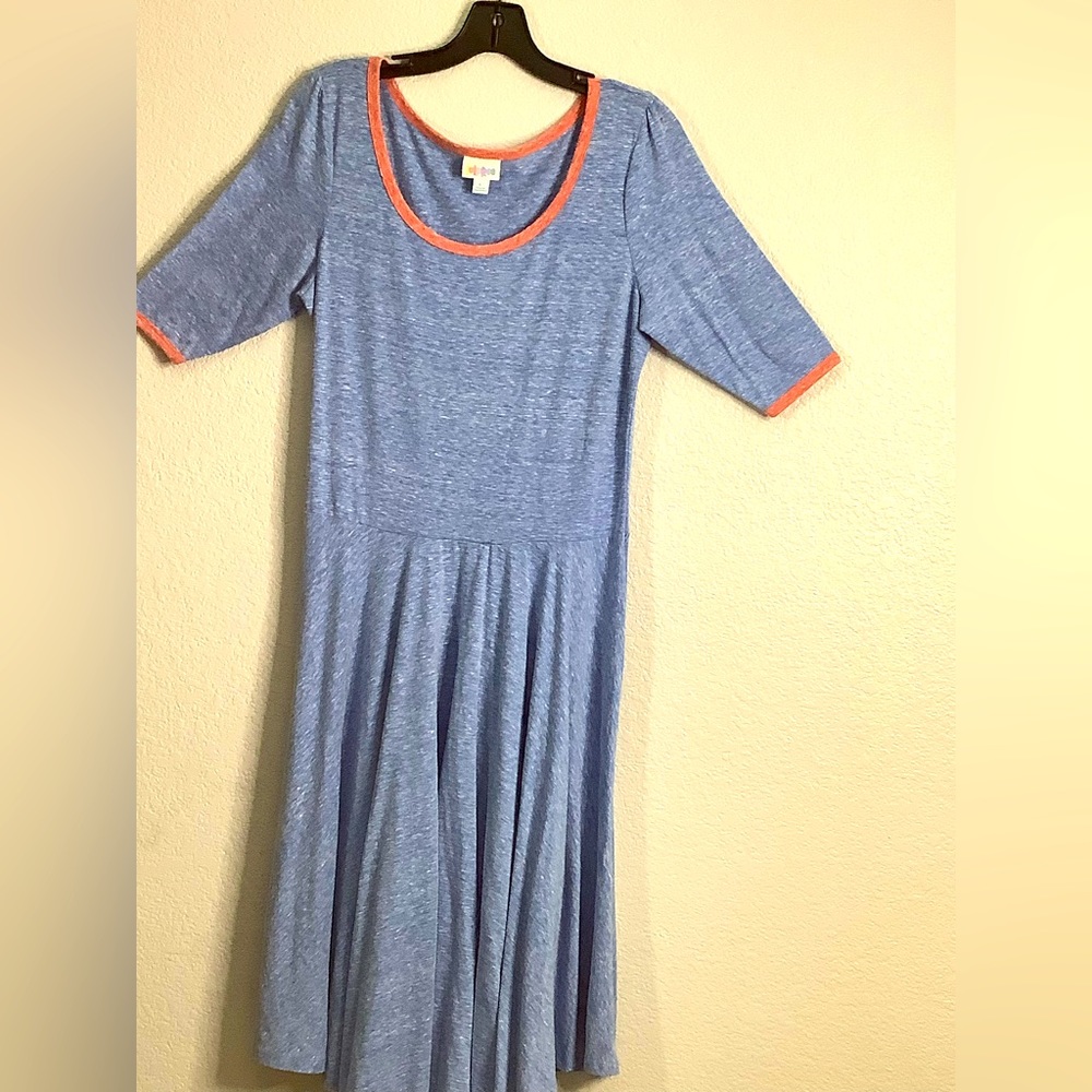 NWOT LulaRoe Nicole Short Sleeve Dress, 3/4 Length Sleeve, Sz: Large, Scoop Neck